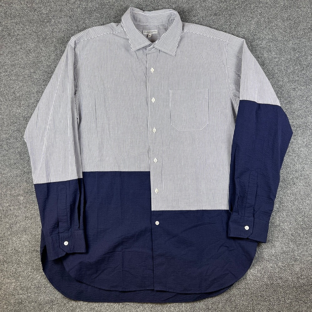 Engineered Garments Shirt Mens XL Single Needle Patchwork Colorblock Seersucker
